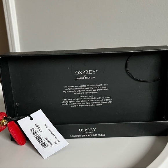 NWT Osprey Crock Red Leather Zip Around Wallet - Picture 8 of 13